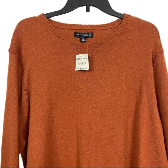 Treasure & Bond Men’s Cotton & Cashmere Crew Sweater in Rust Aragon Oil Size XL - Picture 3 of 7